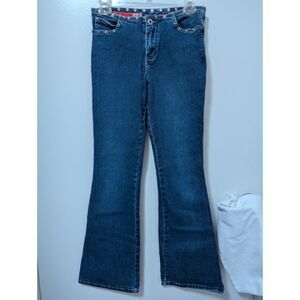 Guess Vintage Women's 4/27 Medium Wash Blue Denim Studded Flare Jeans Super Cute